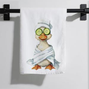 Eieanao Funny Duck Gifts Hand Towel for Bathroom, Cute Duck Microfiber Dish Towel, Cute Farmhouse Washroom Decor, Funny Animal Bathroom Decor, 16x24 Inch