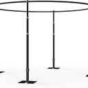 EMART Backdrop Stand Heavy Duty 10x10Ft, Round Pipe and Drape Photo Background Support Kit, Adjustable Metal Frame with Flat Base for Wedding Birthday Party Decorations-Black