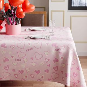 Valentines Day Pink Love Hearts Romantic Tablecloth Cloth Rectangle Washable Table Covers for Indoor Outdoor Dining Table Home Party Decorations 60x120 Inch
