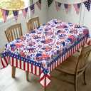 Rectangle 4th of July Tablecloth 60x102 Inch, Farmhouse Patriotic Star Table Cloth, Polyester Waterproof Wrinkle Resistant Independence Day Table Cover for Memorial Day Decorations Decor