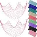 ZUEXT Light Pink Decorative Fishing Net 80x40 Inch, 2PCS Wall Photo Hanging Fishnet,Cotton Mermaid Net for Nautical Mermaid Pirate Ocean Themed Hawaii Beach Under the Sea Party Decorations