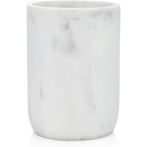Essentra Home Blanc Collection White Bathroom Tumbler Cup for Vanity Countertops, Also Great As Pencil Pen Holder and Makeup Brush Holder
