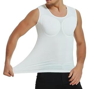 TXULYDD Men's Fake Muscle T-Shirts, 18mm Thick Padded Muscle Underwear, Increases Your Delts, Biceps, Pecs, Abs, Lats, Medium