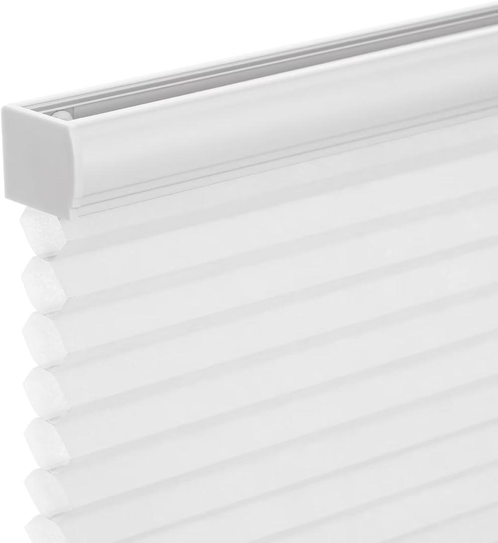 Changshade Custom Cordless Cellular Shades, Light Filtering Honeycomb Shades for Windows, Pull Down Pleated Blinds, Easy to Install for Indoor Windows and French Doors, White (Custom Any Size)
