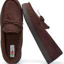 Fruit of the Loom Men's Fruit of the Loom Men's Moccasin, Indoor/Outdoor Slipper, Memory Foam (Brown), L 11-12