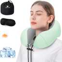 Travel Pillow for Airplane Memory Foam Neck Pillow, Soft & Support Travel Pillow for Travelling with Eye Mask, Earplugs and Storage Bag, Sleeping Rest, Car, Train and Home Use Cooling, Sage