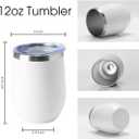 HASLE OUTFITTERS 12oz Wine Tumbler with Lid Stemless Wine Glasses Double Wall Vacuum Travel Mugs stainless steel Coffee Cup for Cold & Hot Drinks Wine Coffee Cocktails Beer 12 Pack White