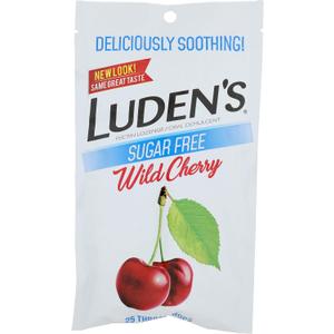 Luden's Soothing Throat Drops, Sugar Free Wild Cherry, 25 ct (Pack of 6) BB Date 2026/05