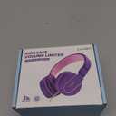 Kids Headphones, Wired Headphones for Kids On Ear with Microphone, 93dB Volume Limiter Headphone for Girls Boys, Foldable Lightweight Headphone for School Learning & Entertainment, Pink Purple