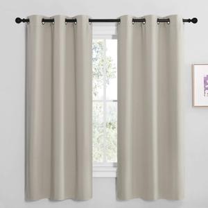 NICETOWN Kitchen Curtains for Decoration, Thermal Insulated Grommet Room Darkening Draperies/Panels for Laundry (Natural, 2 Panels, W42 x L68 inches)