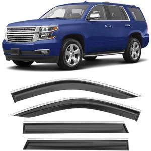 Shatterproof Taped-On Window Deflectors for Chevrolet (Chevy) Tahoe/GMC Yukon 2021-2025 with ChromeTrim, Rain Guards, Window Visors for Car, Vent Deflector, 4pcs