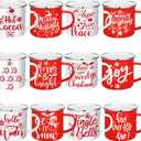12 Pcs Christmas Coffee Mug Bulk Winter Holiday Enamel Mugs with Quotes 12 oz Seasonal Merry Christmas Hot Cocoa Mugs White Red Cups Funny Novelty Coffee Mugs for Xmas Coffee Tea Women Coworkers Gift (Snowman)