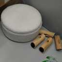 WSOFRLAC Small Pouf Ottoman Foot Rest Footstool and Ottomans Small for Couch Foot Stools for Living Room Boho Couch Ottoman White Beige Pouf Ottomans 26x18 Foot Rest Poufs Round Stool