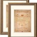 12x16 inches Antique Bronze Ornate Picture Frame, With Mat for 9x12 inches photos, Plexi glass Protection, 2 Pack