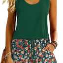 kipfall Two Piece Sets for Women Trendy Casual Lounge Sets Sleeveless Shorts Sets Beach Vacation Outfits Summer Basic Clothes (Green, L)