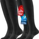 PULIOU Cooling Compression Socks for Women Men, 20-30 mmHg Circulation Knee High for Travel, Flying, Running, 2 Pairs (Black)