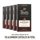 Peet's Coffee, Dark Roast Espresso Capsules, Compatible with Nespresso Original Machines, 100% Arabica Coffee - Major Dickason's Blend Intensity 11, 50 Count (5 Boxes of 10 Espresso Capsules) (EXP 05/19/26)