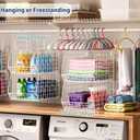 6 Tier Extended Depth Hanging Closet Organizer, Closet Storage Hanging Shelves with Hanging Hooks for Clothes Sweaters Towels Handbags, Stackable Metal Mesh Bins For Closet, Laundry, Bathroom, Dorm