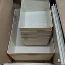 Menkxi 6 Pcs Large and Small Plastic Storage Bins with Lids 14.4 x 10.4 x 5.1 Inch Stackable Storage Containers Decorative Cubby Organizer for Clothes Shelves Garage Closet Office (White)