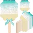 Huwena 50 Sets Wedding Fans for Guests Thank You for Celebrating with Us Fans Hand Fans Handheld Folded Fan Baby Shower Favors for Bridal Bridesmaid Gift Church Dancing (Blue and Green,Beach)