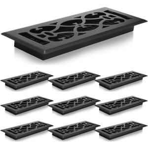 Tuanse 10 Pack 4 × 12 Inch Black Floor Vent Covers Heavy Duty Walkable Steel Floor Registers Easy Adjust Air Flow Direction Grilles Decorative Registers Covers Decoration for Home Air Vents