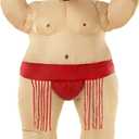 Morph Sumo Wrestler Inflatable Costume, Inflatable Sumo Costume, Blow Up Halloween Costumes For Men, Halloween Costumes Men (One Size, Red)