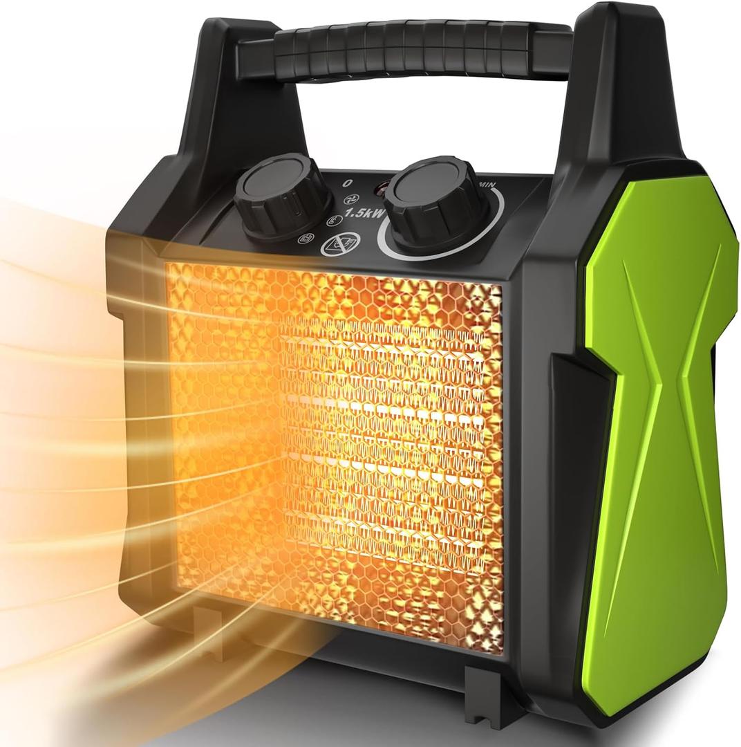 Gardtech Outdoor Heater for Patio, Electric Space Heater with Overheat Protection, 1500W Fast Heat PTC Ceramic Portable Garage Heater for Workshop, Greenhouse