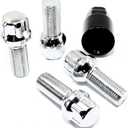 Set of 4 Veritek 14x1.5mm 2.10 Inch 28mm Shank Length 19mm 21mm Key Hex R12 OE Chrome Ball Seat Wheel Bolt Locks for Mercedes Audi VW Volkswagen Factory Wheels