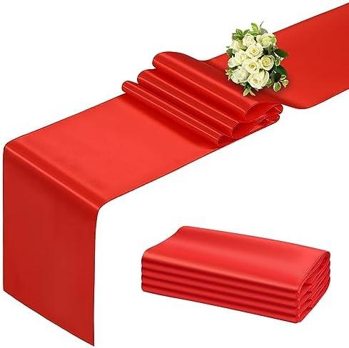BDDC Red Table Runner 12x108 Inch - 4 Pack Satin Table Runners, Smooth Table Runner for Party Wedding Banquets Birthday