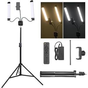 Esthetician Light AMBITFUL AL-20 with Phone Holder Double Arms Beauty Light 3000K-6000K with adjustable Tripod Stand,Remote control，LCD Screen for Makeup,Manicure,Tattoo,Live Streaming