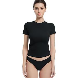 Abonlen Crewneck Short Sleeve T Shirts for Women Fitted Basic TeesY2k Going Out Tops, Size: Small