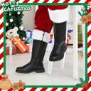Christmas Santa Boots, Men's Wide Calf Santa Combat Boots with White Fur for Halloween Christmas Costume (Black)