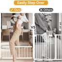 Dog Gate Indoor,18"-45" Adjustable Extra Wide Metal Short Dog Gate to Step Over, 18" Tall Small Pet Gate with 3 Extension Kits, Pressure Mounted for Doorways & Stairs (White)