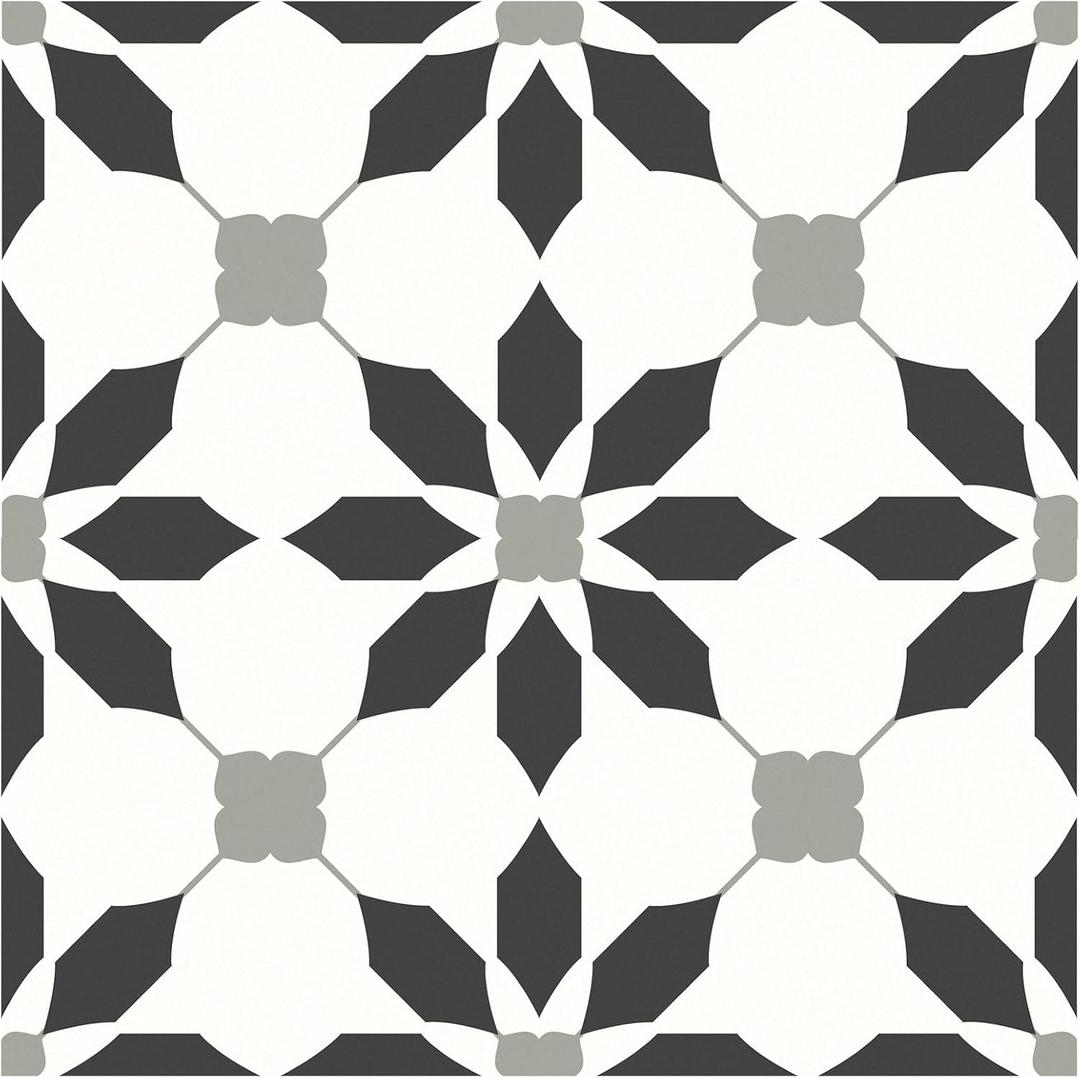 MORCART 8" x 8" Peel and Stick Floor Tile, 20 PCS Self-Adhesive DIY Vinyl Flooring for Renters, Removable and Waterproof Tile Sticker for Bathroom, Kitchen, Staircase (Black) (20 Tiles)