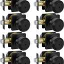 Haidms 8 Pack Black Door Knobs Interior, Privacy Door Knob for Bedroom Bathroom, Matte Black Modern keyless Doorknobs with Square