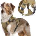 rabbitgoo Tactical Dog Harness Medium Sized Dog, No Pull Military Service Vest with Handle & Molle, Easy Control for Training Walking, Adjustable Reflective Straps, Brown, M