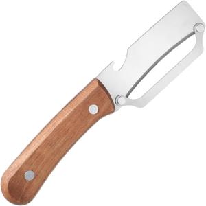 2 in 1 Multi Functional Vegetable Peeler, Stainless Steel Blade with Wooden Handle and Bottle Opener Kitchen Tool for Fruit Veggie Pumpkin Papaya Zucchini Peeling Potato Carrot Peeler