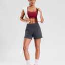 Soothfeel Running Athletic Shorts for Women 5" High Waisted Stretchy Hiking Workout Gym Shorts No Liner with Pockets (Gray, M)