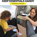 lebogner Back Seat Cover for Kids + 3 Pocket Storage Organizer, 2 Pack Kick Mats Backseat Protector, Car Accessories Waterproof Kick Guard for Vehicles to Protect from Dirt, Mud & Scratches, Beige
