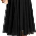 Happy Sailed Womens Tulle Skirt Elastic High Waisted A-Line Layered Flowy Long Skirts Date Night Outfit (Medium)