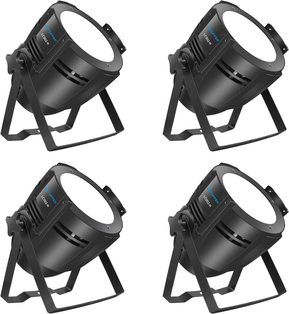 BETOPPER Stage Lights 4 Pack, DJ Lights with Stand 200W COB LED Par Light' Warm White & Cold White Stage Wash Light, LED Stagespot Lighting for Church/Party Show/Club/Karaoke