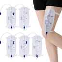 5-Pack 1000ML Leg Bags for Urine Collection, Comfortable & Discreet with Easy Flip-Tap Drain, Leak-Proof Design for Active Lifestyle