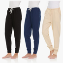 Essential Elements 3 Pack: Womens Cotton Joggers - 100% Cotton Lounge Athletic Casual Sleep Casual Pajama PJ Pants Sweatpants, XL