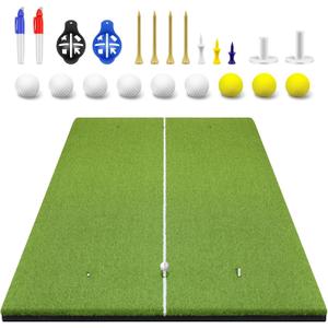 5x4 FT Golf Mat 21 MM, Golf Hitting Mat Artificial Turf Mat for Indoor Outdoor, Thicken Golf Hitting Training Mat with 3 Rubber Tees, 9 Golf Balls, 7 Golf Tees, Golf Ball Markers(Standard)