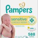 Amazon.com: Pampers Baby Wipes Sensitive, Water Based Wipes, Hypoallergenic and Unscented for Babies, 588 Wipes Total (7 Refill Packs) : Everything Else