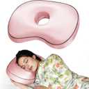 Pink Ear Piercing Pillow - Side Sleeper Support with 3.5" Ear Hole Relief, Hypoallergenic Orthopedic Pillow for Healing Piercings