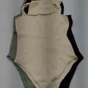 OQQ Bodysuit M 3 Pack Black Green Beige