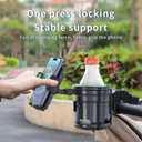 3-in-1 Stroller Cup Phone Holder Attachment, Universal Cup Holder with Adjustable Phone Mount, Double Cup Holder for Walker, Wheelchair, Fits Most Donna, Uppababy, Bugaboo, Anti-Slip & Easy Install