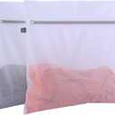 Kimmama Laundry Mesh Wash Bags, Lingerie Bags for Washing Delicates, Mesh Laundry Bags for Washing Machine, White Net, Grey Zipper, 2XXL