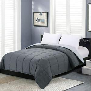 Homelike Moment Comforters Queen Size - Grey Duvet Insert Down Alternative Bed Queen Comforter, Lightweight Bedding Comforters Full Size Quilted Soft All Season Reversible Dark Gray/Light Grey (Full/Queen)